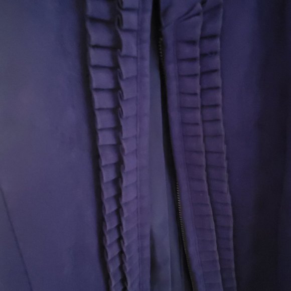 Women's Plus Size Jacket Zip Up Pleated Ruffles Deep Purple Faux Suede - Picture 10 of 10